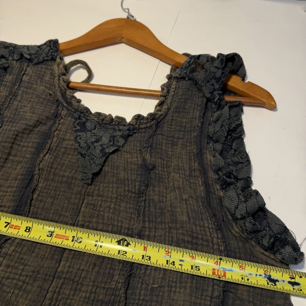 Oli & Hali Cotton Gauze Washed Ruffle Romper S Relax Lagenlook Bohemian Coastal - Picture 9 of 16
